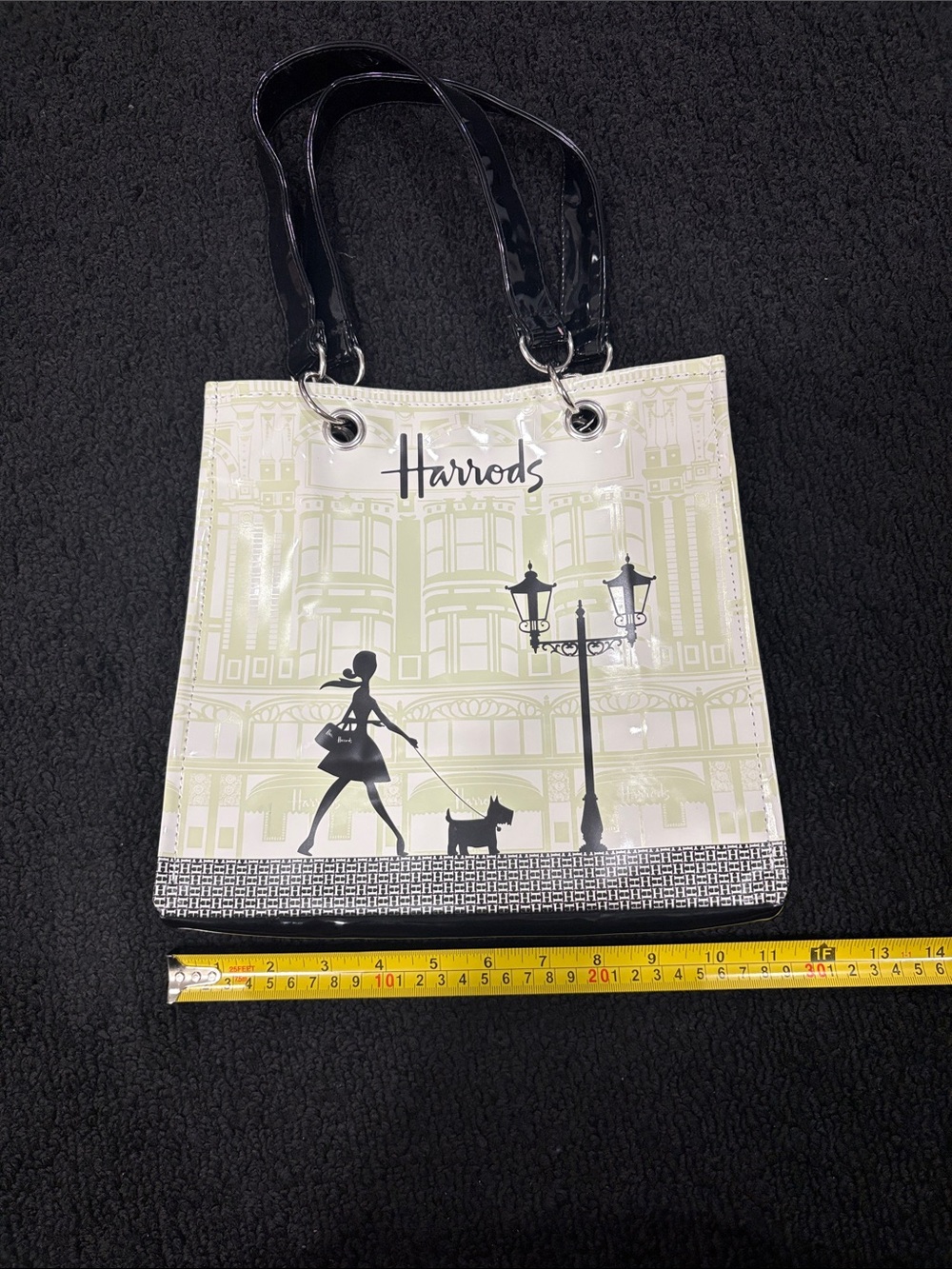 Harrods Cream, Lime & Black Cityscape Shopper Tote - Picture 4 of 8